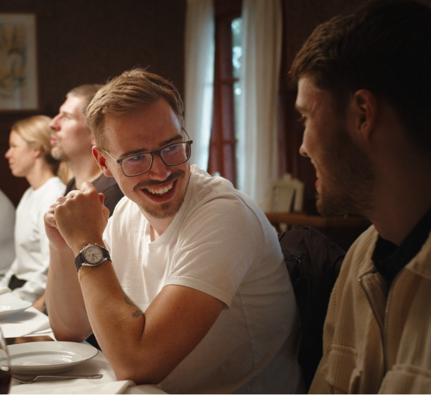 Distancify team members talking together